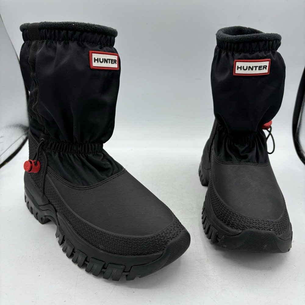 Hunter Boots Womens Size 6 Wanderer Black Insulated Short Slouch Winter Snow